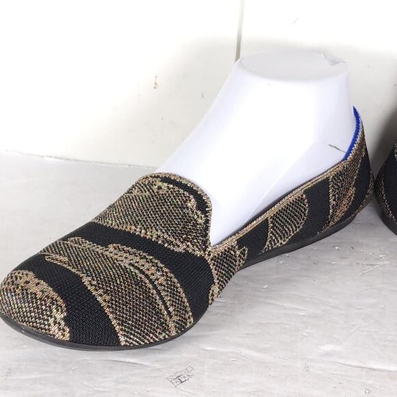 Rothy's Women's The Loafer US8,5 Black Golden Shimmer Slip On Flats Loafer Shoes - Picture 6 of 12